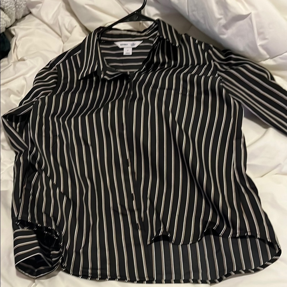 Black and White Striped Blouse